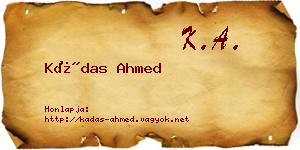 Kádas Ahmed névjegykártya